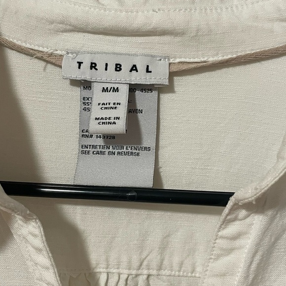 Tribal Women's Cream Linen Tunic Top Size M - Picture 5 of 11